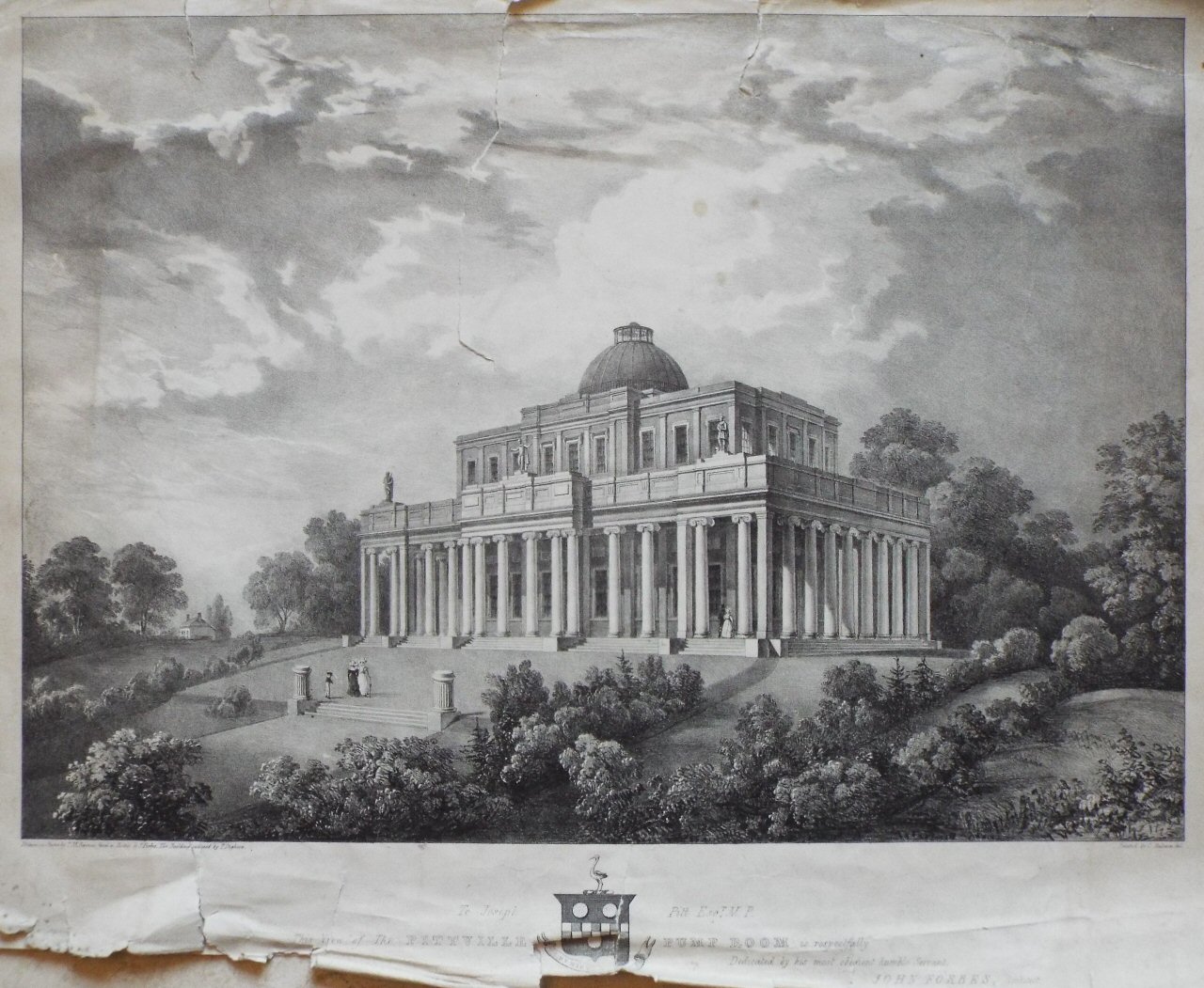 Lithograph - To Joseph Pitt Esqr. M. P. This View of The Pittville Pump Room is respectfully Dedicate by his most obedient humble Servant, John Forbes, Architect. - Baynes